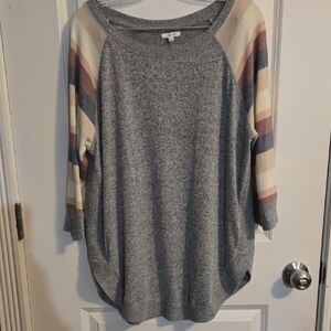 Maurices Gray and Multicolor Striped Sweater